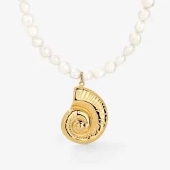 Ammonite Pearl Necklace Gold
