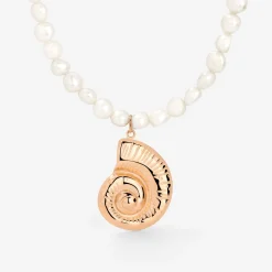 Ammonite Pearl Necklace Roségold