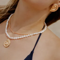 Ammonite Pearl Necklace Roségold