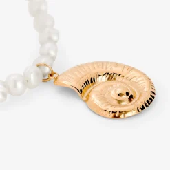 Ammonite Pearl Necklace Roségold