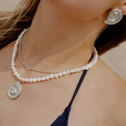 Ammonite Pearl Necklace Silber