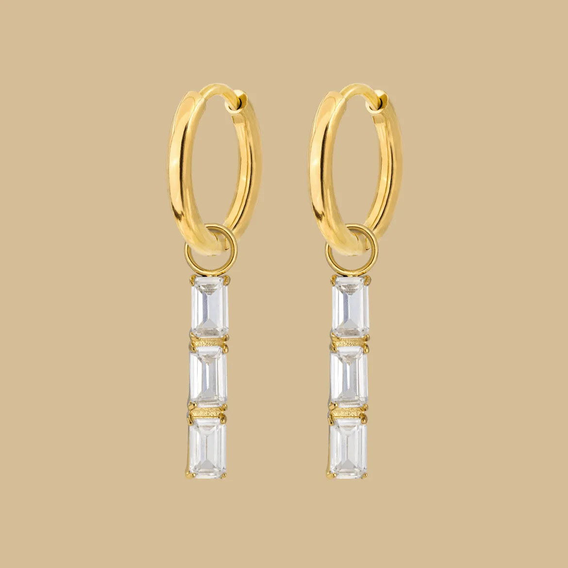 Baguette Bundle Hoop Set Small Gold