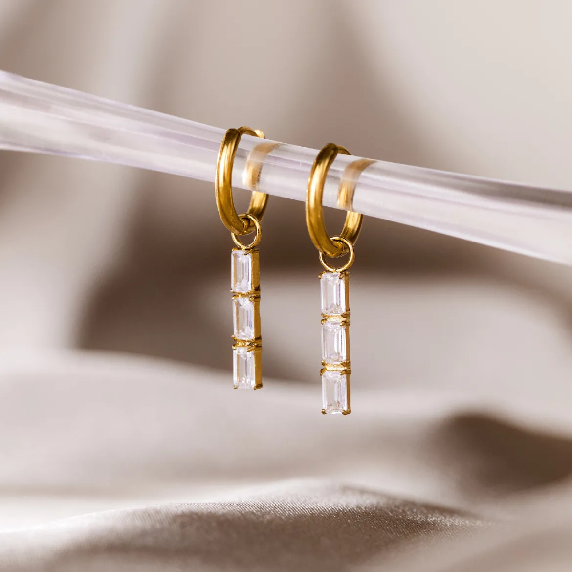 Baguette Bundle Hoop Set Small Gold