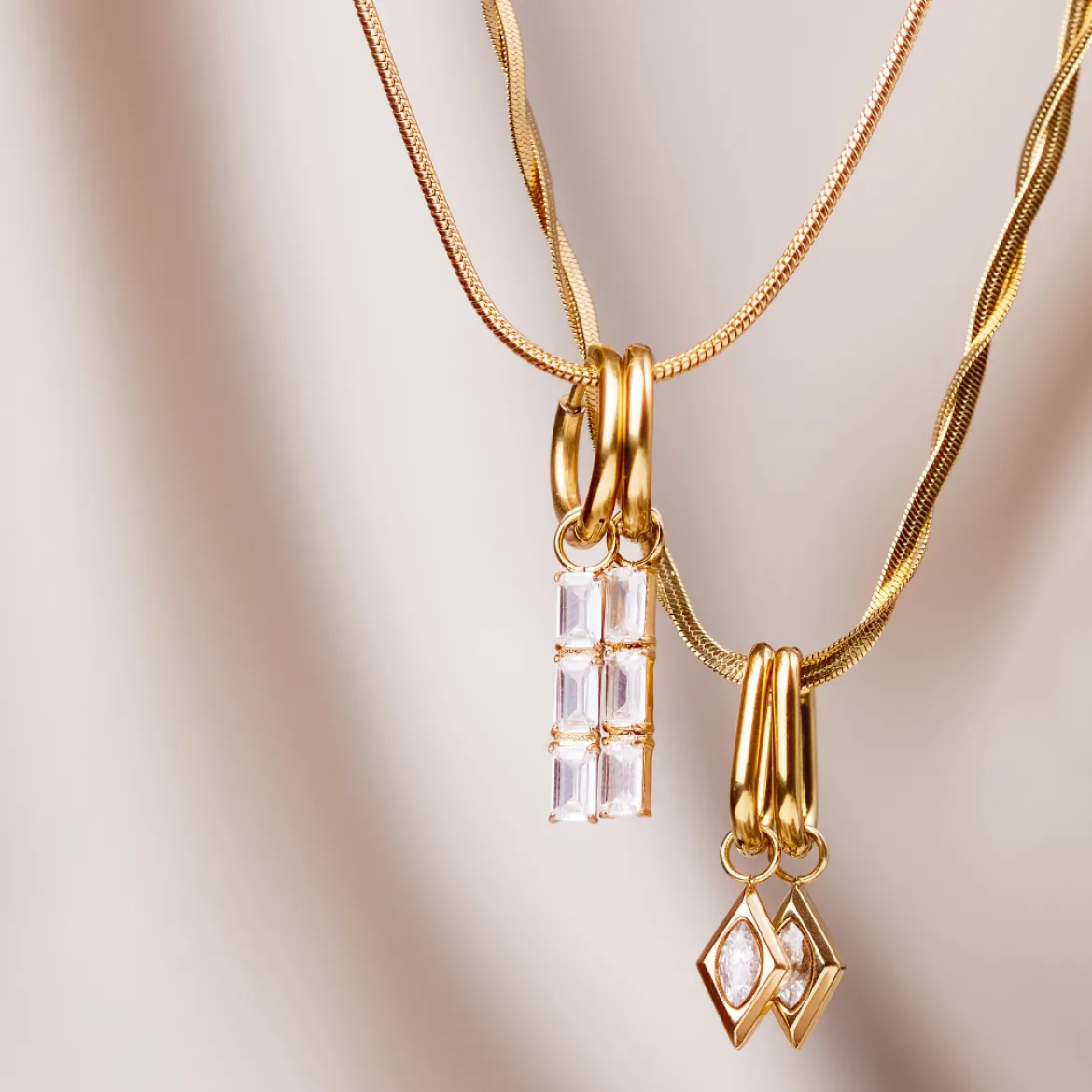 Baguette Bundle Hoop Set Small Gold