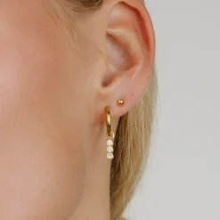 Bezel Bling Hoop Set Small Gold