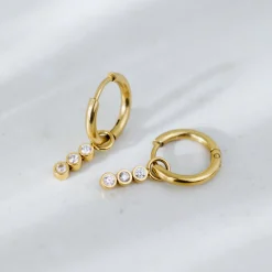Bezel Bling Hoop Set Small Gold