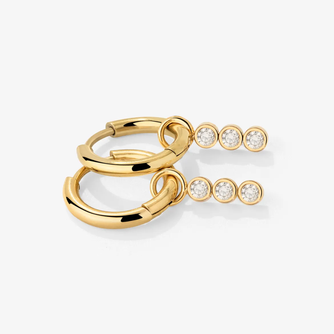 Bezel Bling Hoop Set Small Gold
