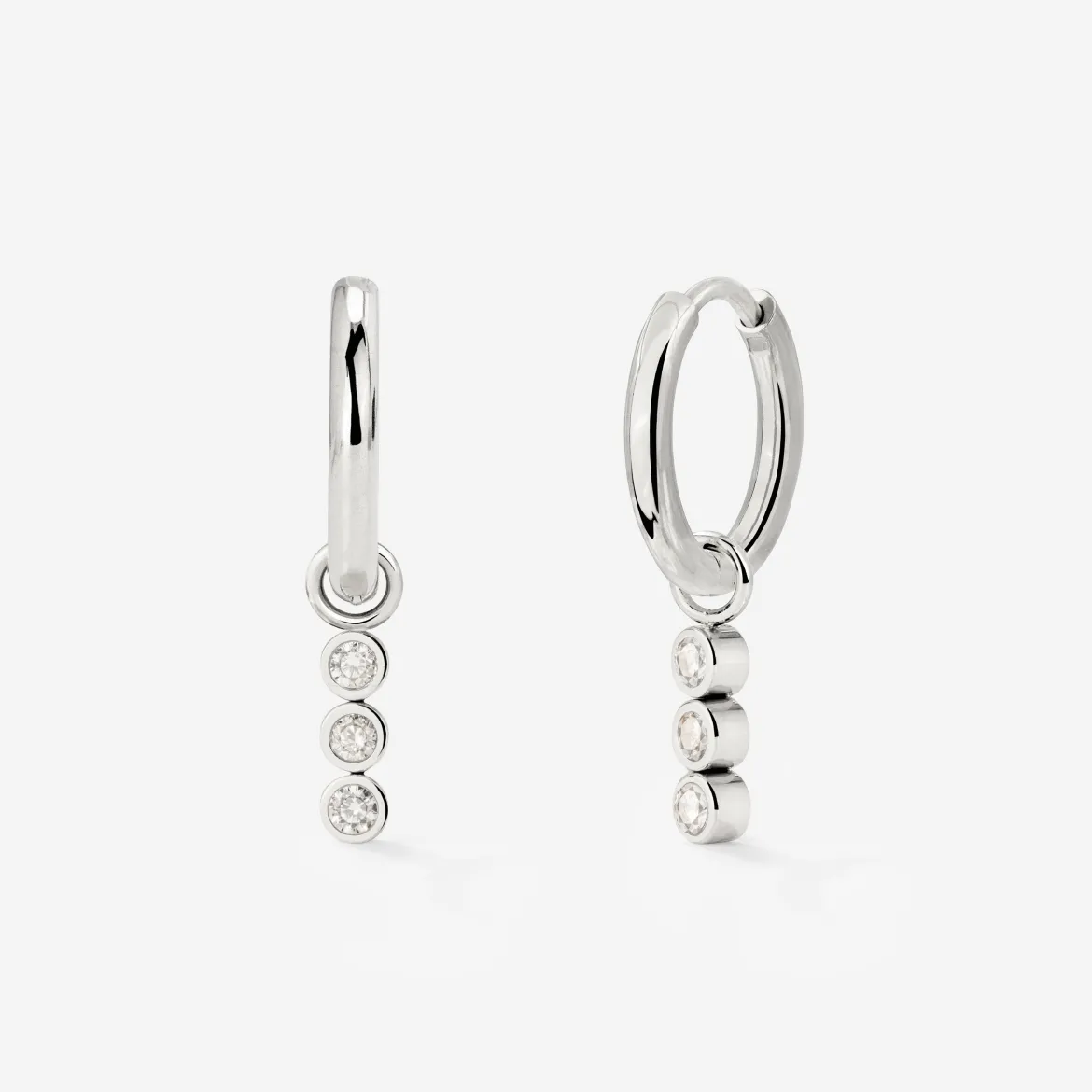 Bezel Bling Hoop Set Small Silber
