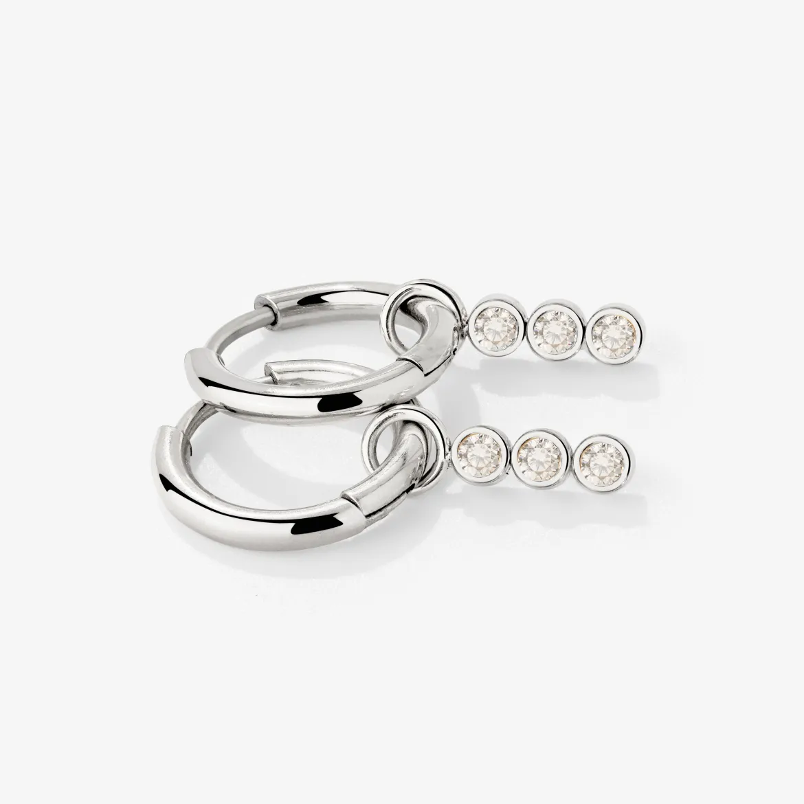 Bezel Bling Hoop Set Small Silber