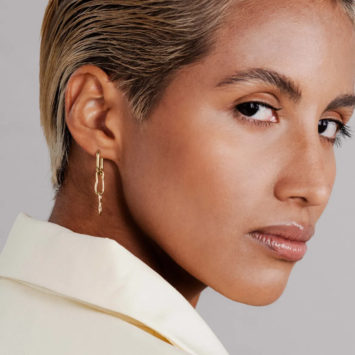 Blending Duo Oval Hoop Set Baby Gold