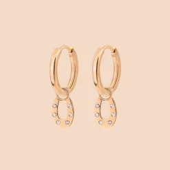 Blinged Horseshoe Hoop Set Small Roségold