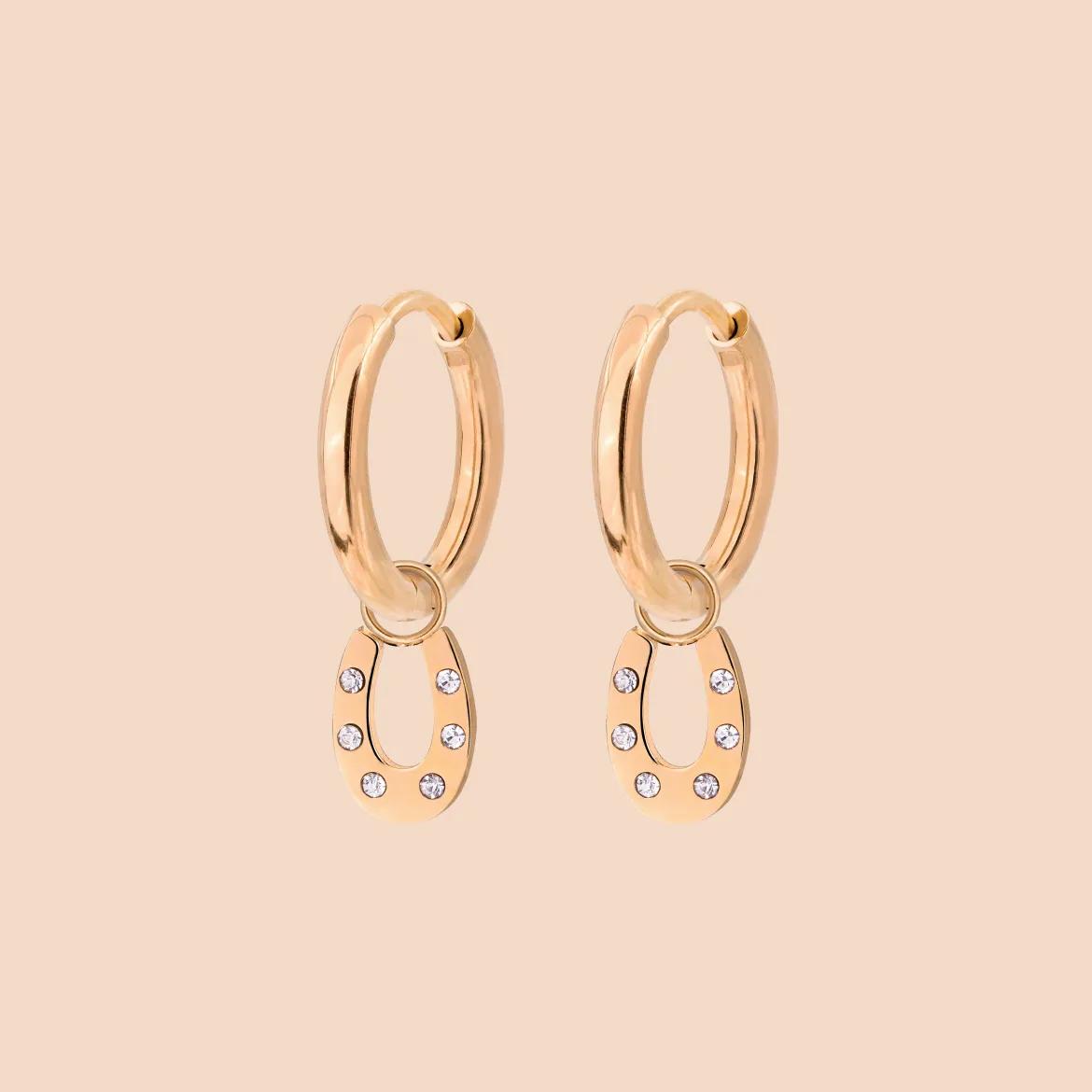 Blinged Horseshoe Hoop Set Small Roségold
