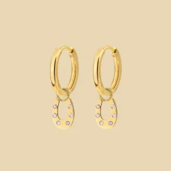 Blinged Horseshoe Hoop Set Small Gold