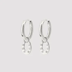 Blinged Horseshoe Hoop Set Small Silber