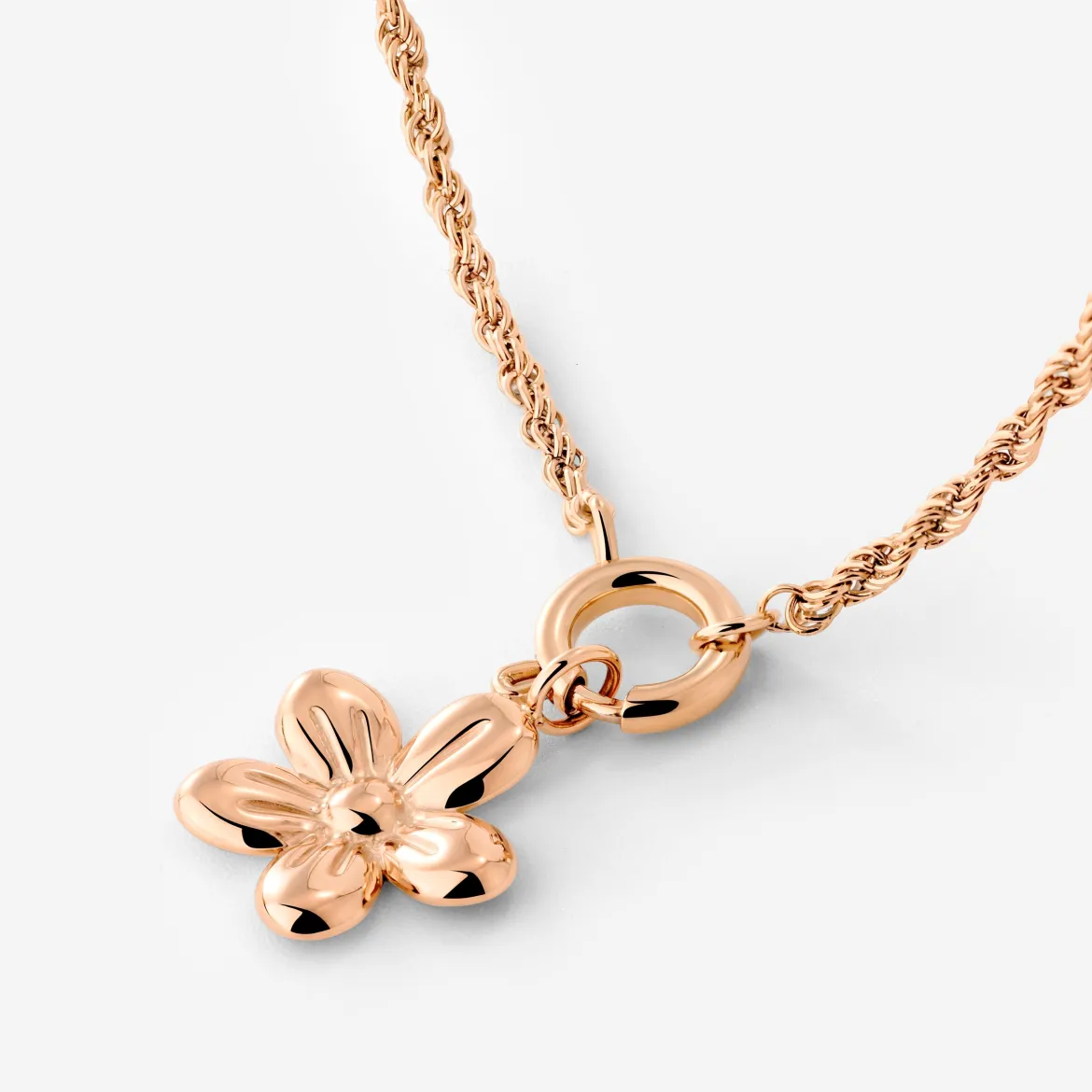 Blossom Rope Chain Necklace Set Roségold