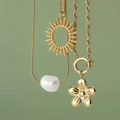 Blossom Rope Chain Necklace Set Silber