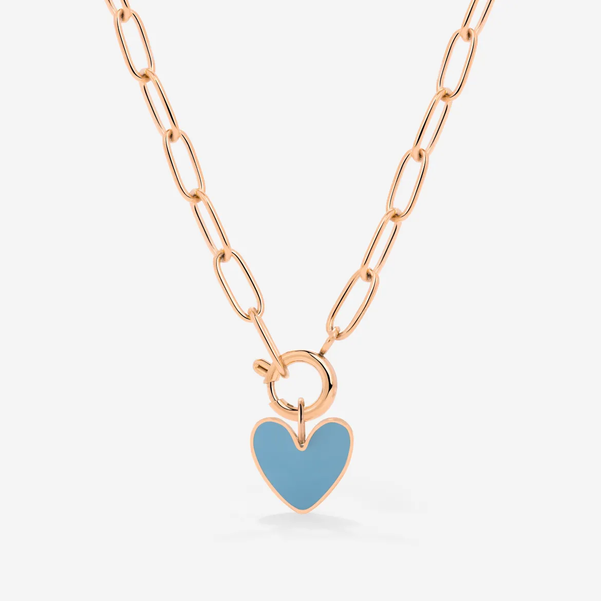 Blue Heart Oval Links Necklace Set Roségold
