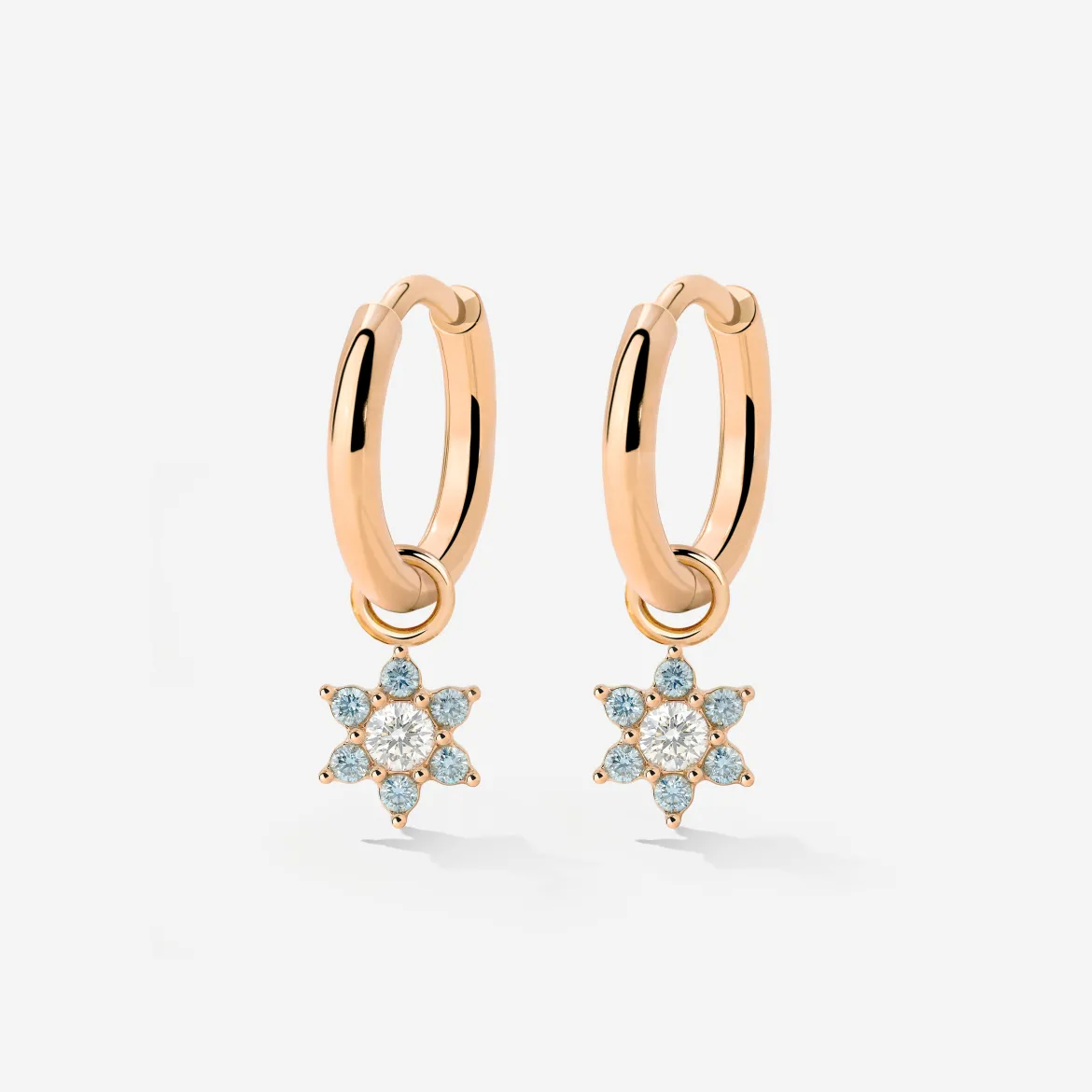 Blue Petal Hoop Set Small Roségold