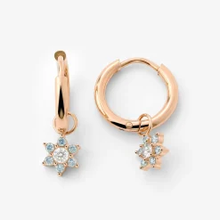 Blue Petal Hoop Set Small Roségold