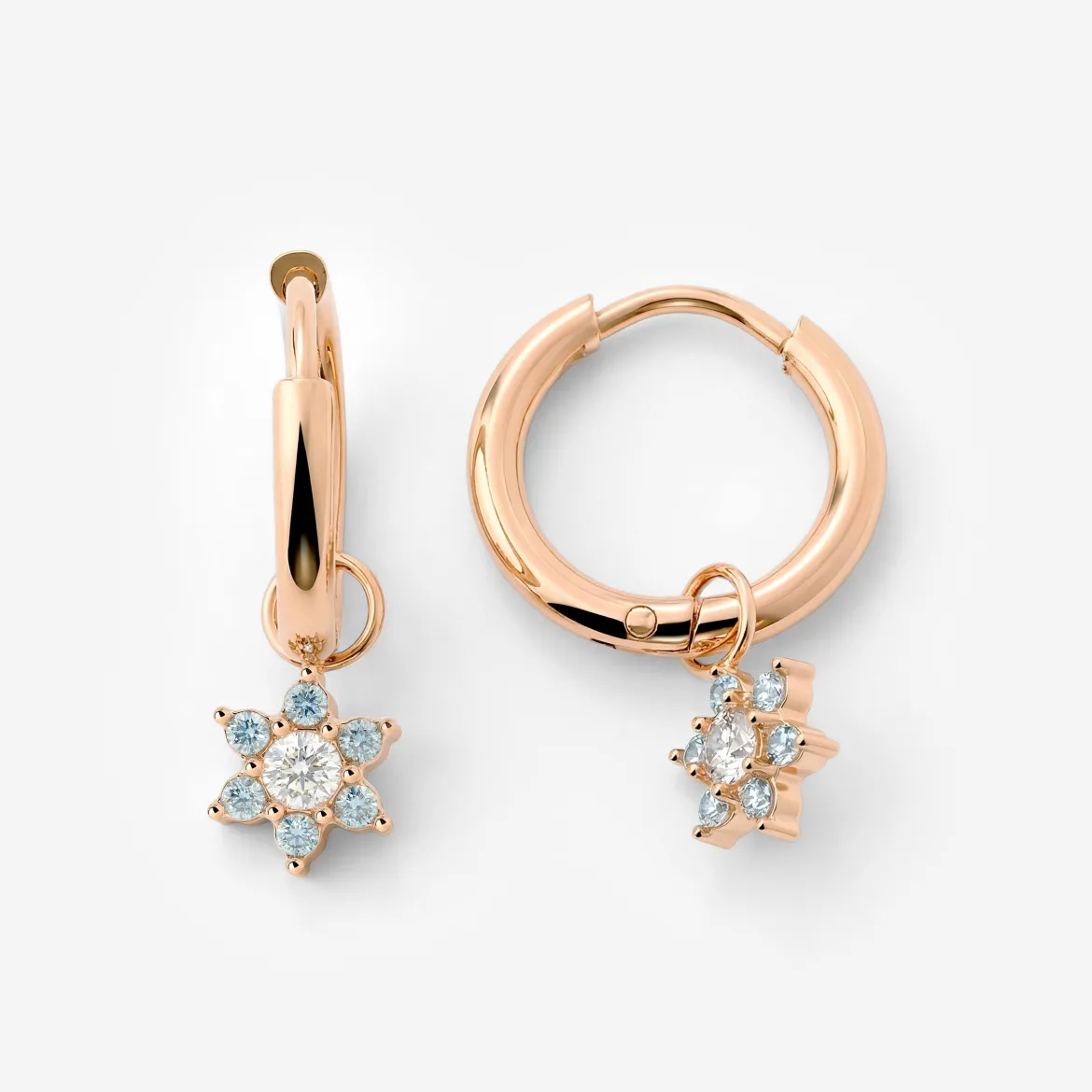 Blue Petal Hoop Set Small Roségold