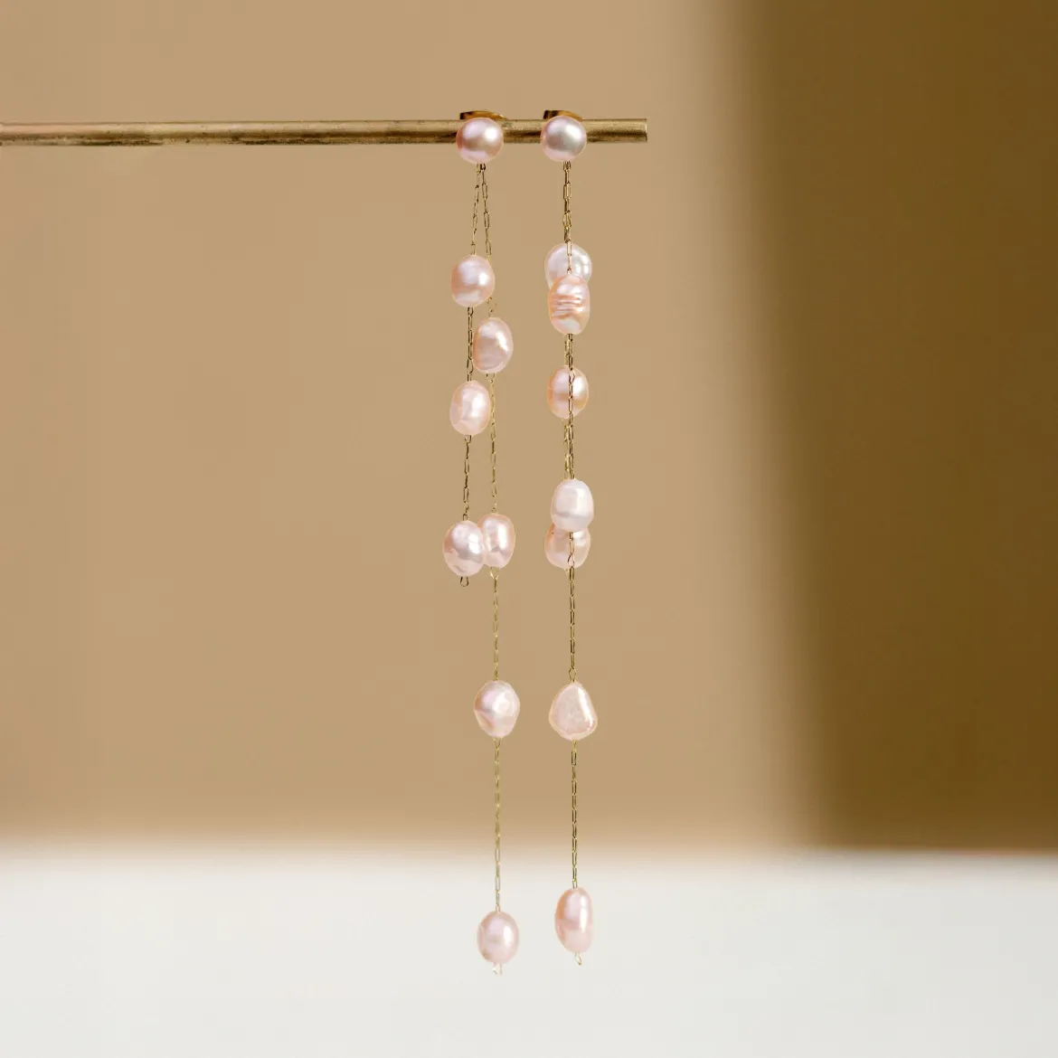 Blush Pearl Fall Earrings Roségold