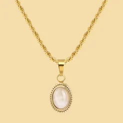 Blush Quartz Necklace Gold