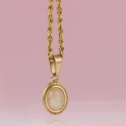 Blush Quartz Necklace Gold