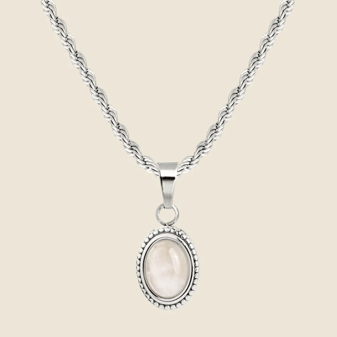 Blush Quartz Necklace Silber