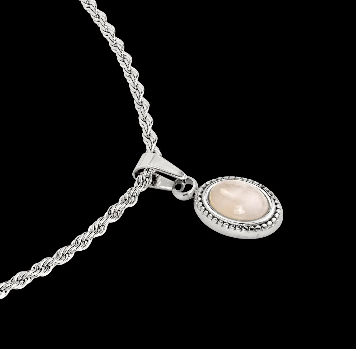 Blush Quartz Necklace Silber