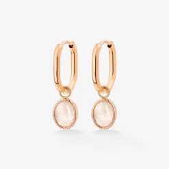 Blush Quartz Oval Hoop Set Baby Roségold
