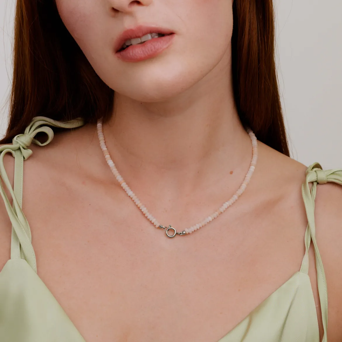 Blushstone Charm Necklace Silber
