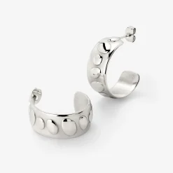 Boho Beads Hoop Studs Silber