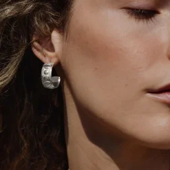 Boho Beads Hoop Studs Silber