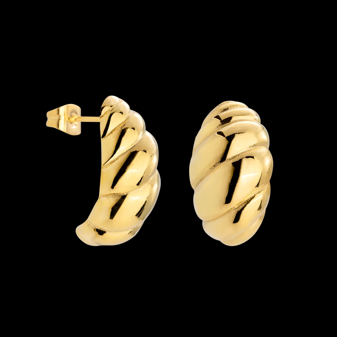 Bold Croissant Studs Gold