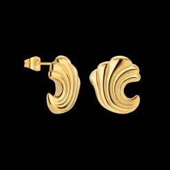 Bold Wave Studs Gold