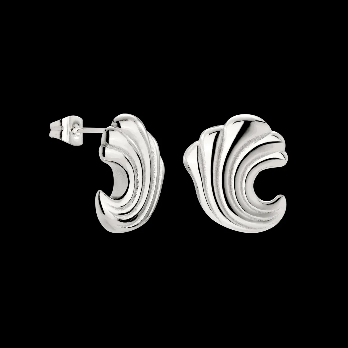 Bold Wave Studs Silber