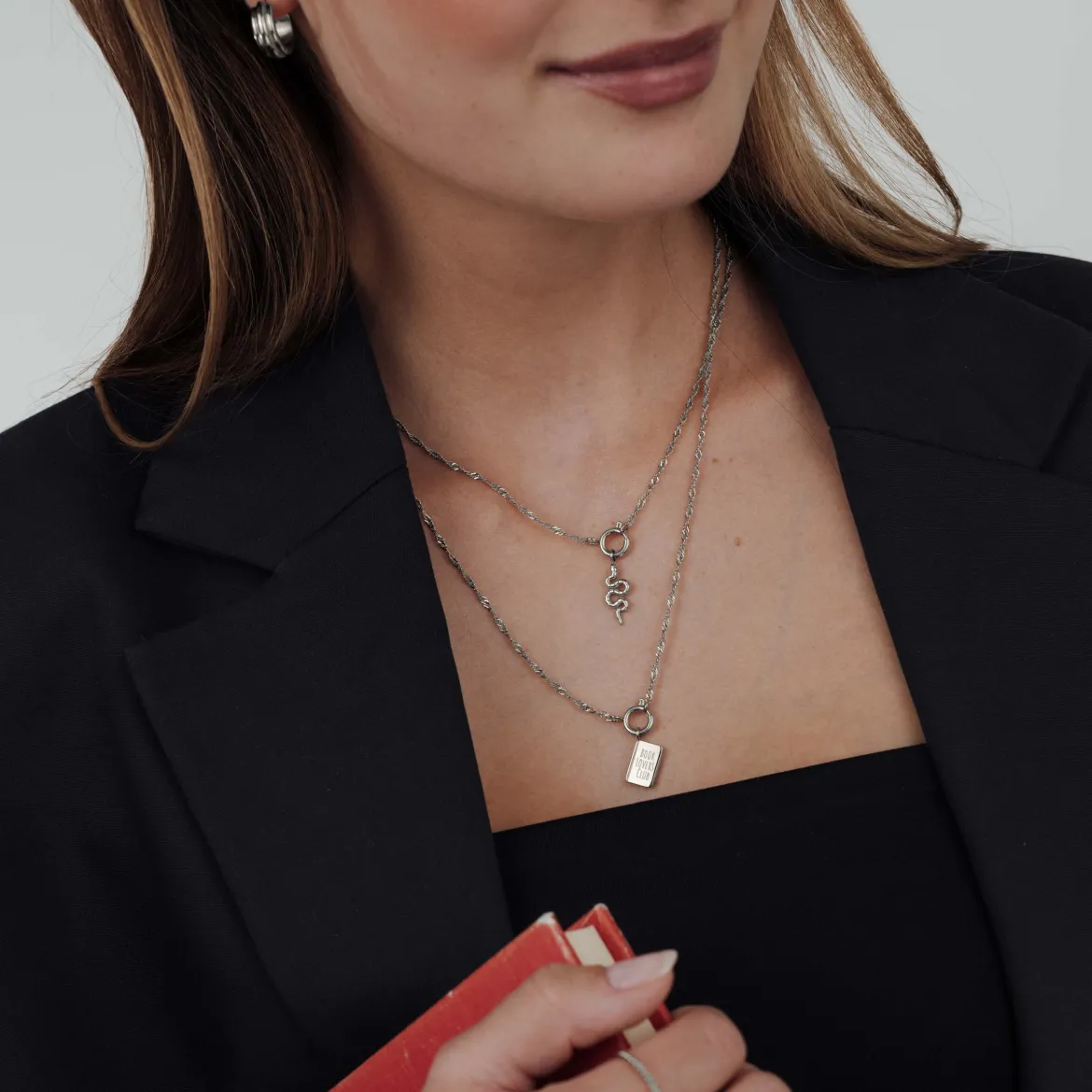 Book Lovers Club Singapore Chain Necklace Set Silber