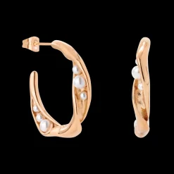 Branch Pearl Hoop Studs Roségold