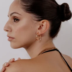 Branch Pearl Hoop Studs Roségold