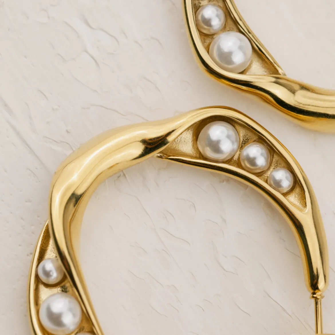 Branch Pearl Hoop Studs Roségold