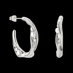Branch Pearl Hoop Studs Silber
