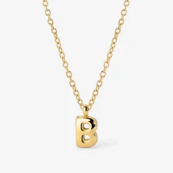Bubble Letter Necklace Gold - A