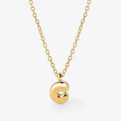 Bubble Letter Necklace Gold - A