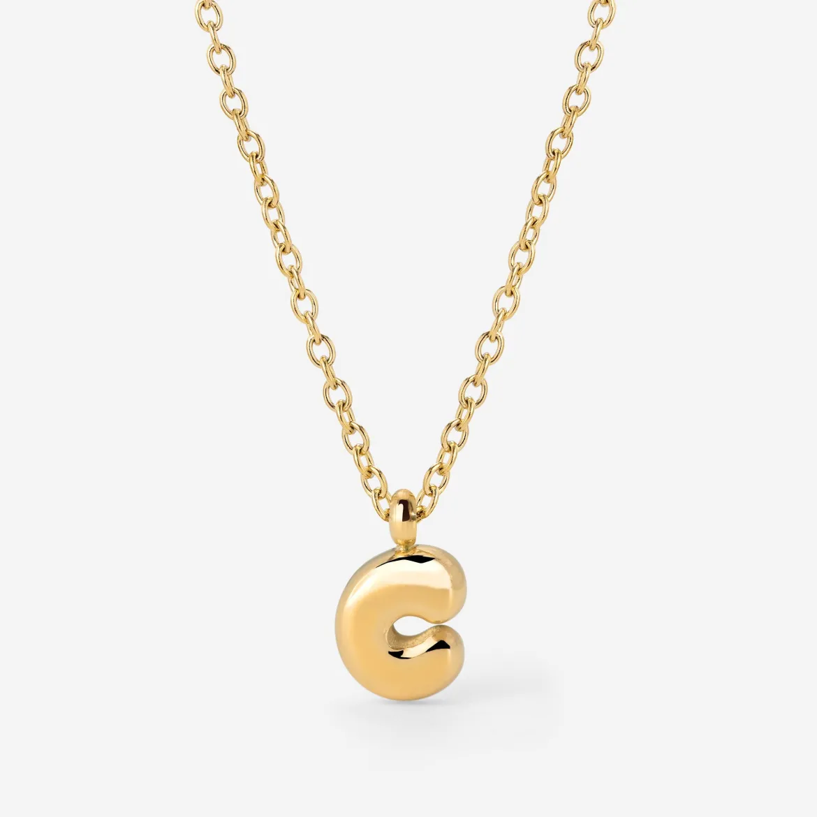 Bubble Letter Necklace Gold - A