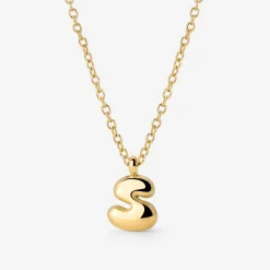 Bubble Letter Necklace Gold - A