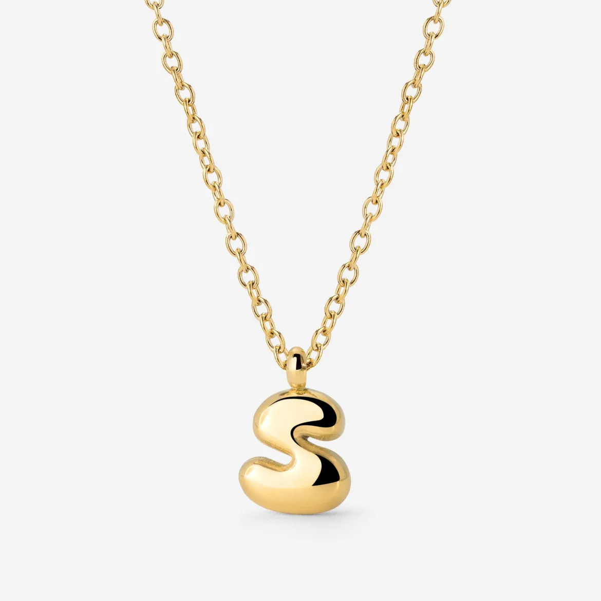 Bubble Letter Necklace Gold - A