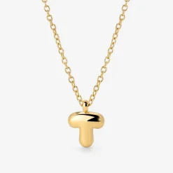 Bubble Letter Necklace Gold - A