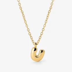 Bubble Letter Necklace Gold - A