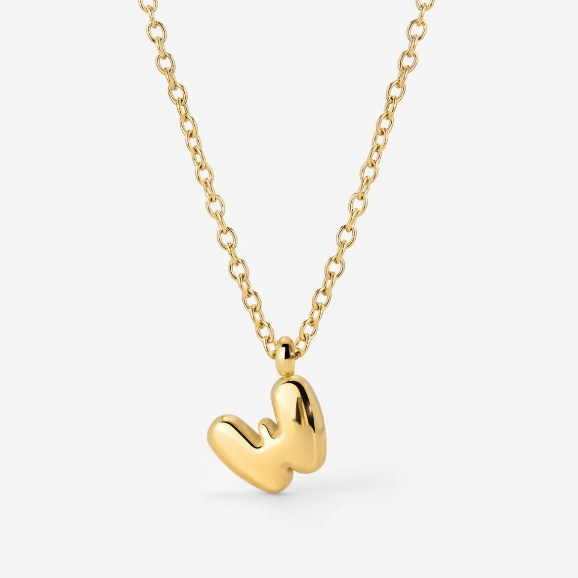 Bubble Letter Necklace Gold - A