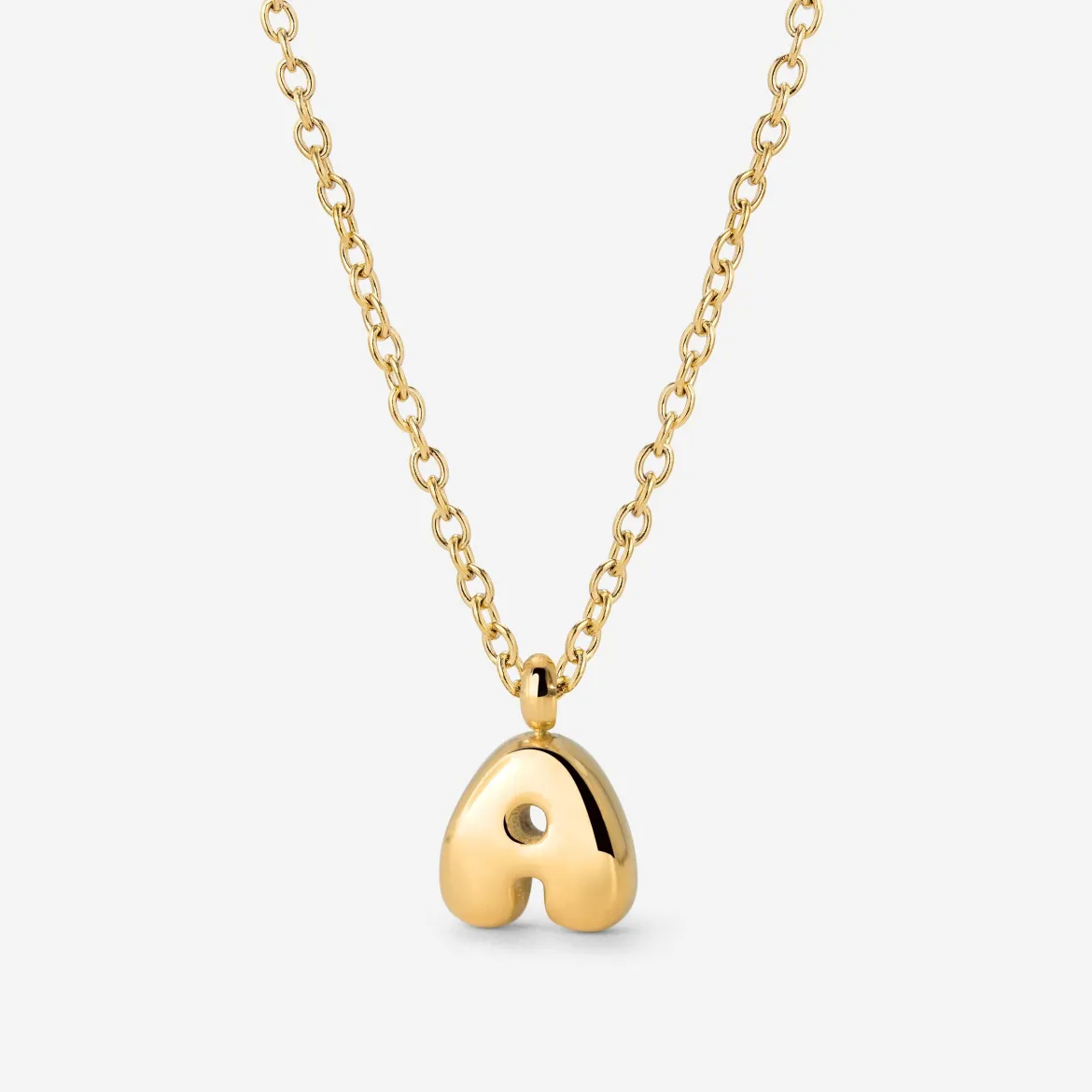 Bubble Letter Necklace Gold - A